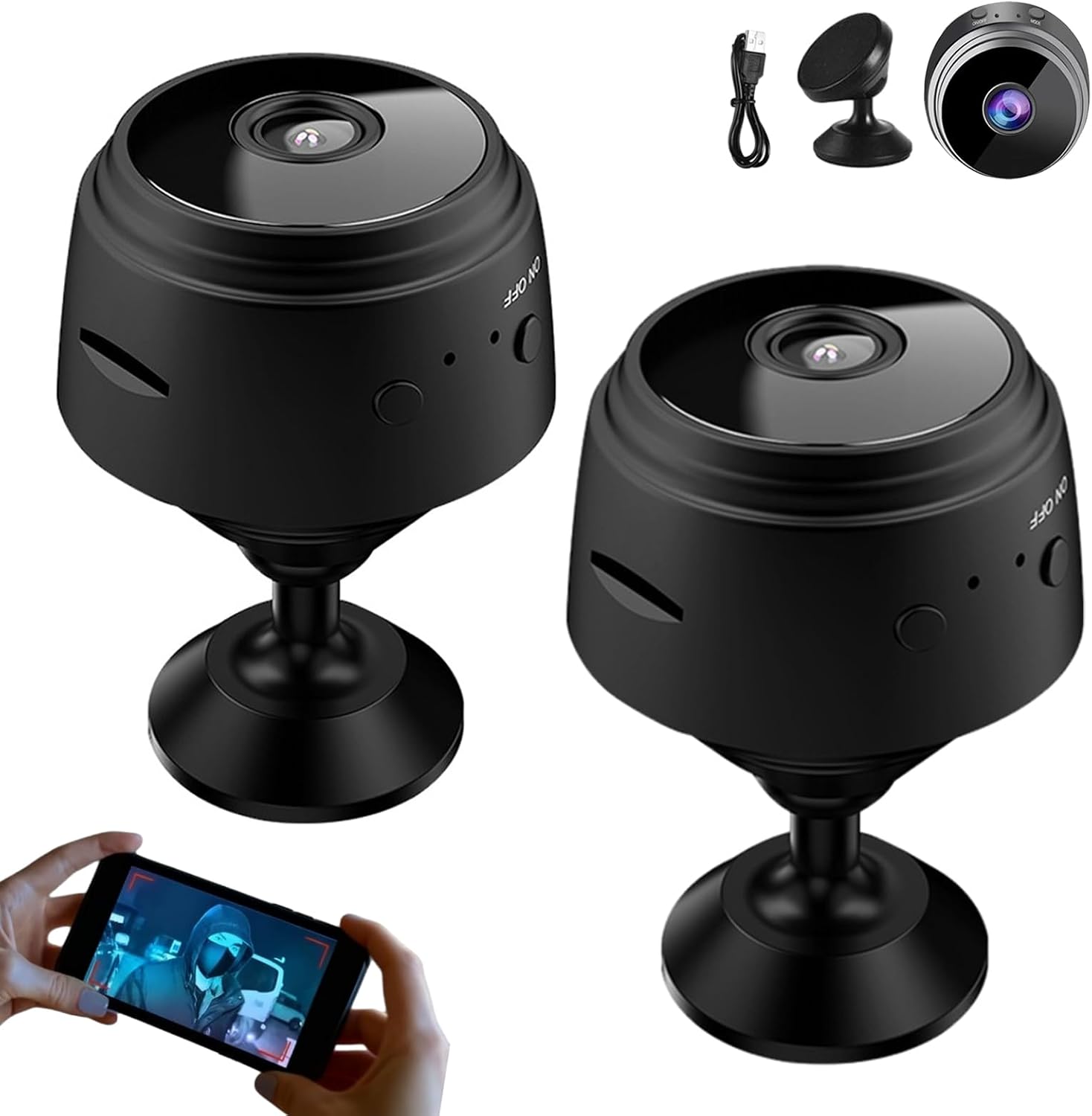 Camera, 2026 New Wireless Security Camera, Magnetic Mini 1080P HD | Smart Motion Alerts, App Remote with Night Vision for Home Indoor Outdoor (Black-64GB, 2)