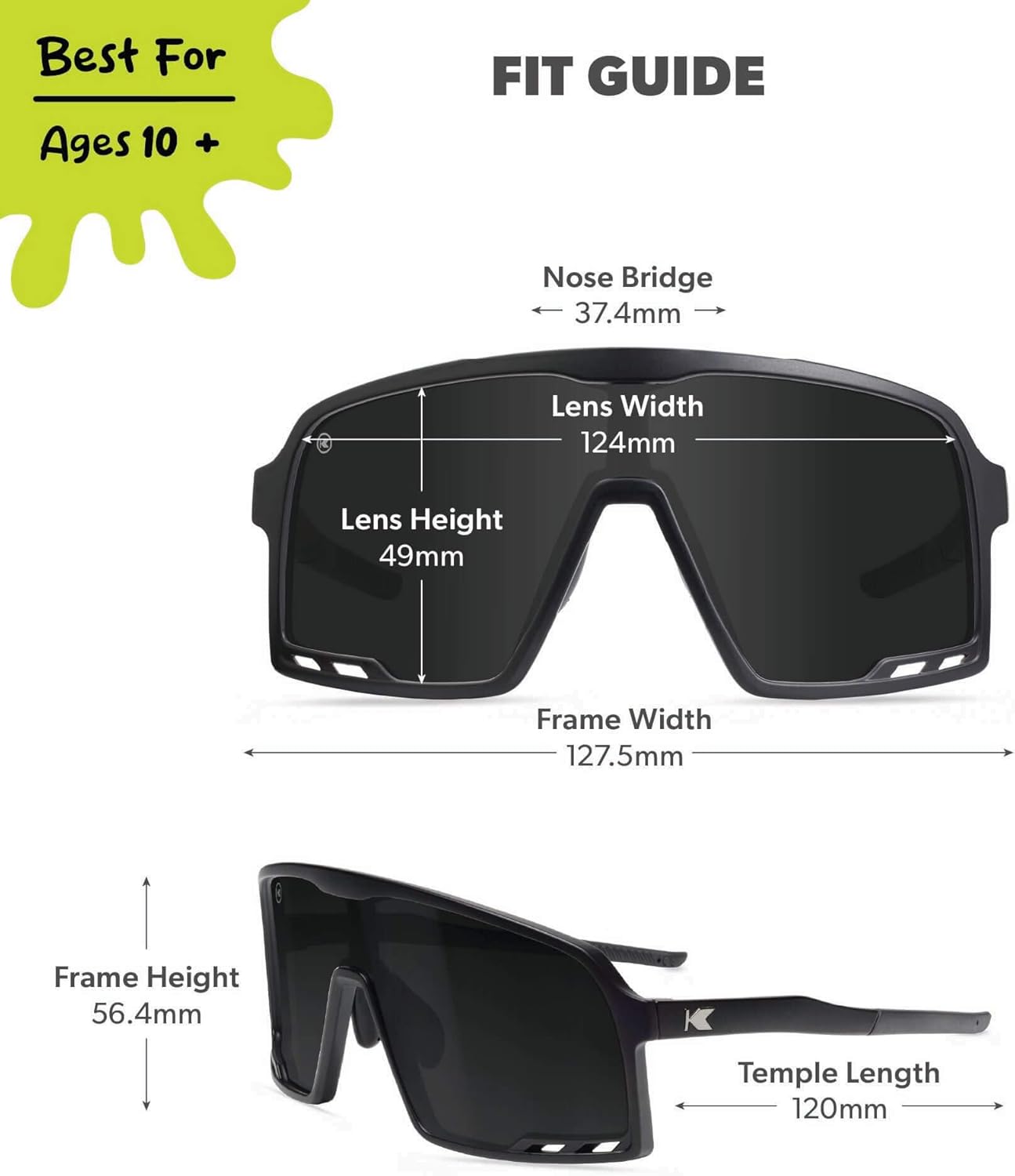 Knockaround Kids Campeones Sport Sunglasses for Kids - Shield Sunglasses - UV400 Protection - Baseball