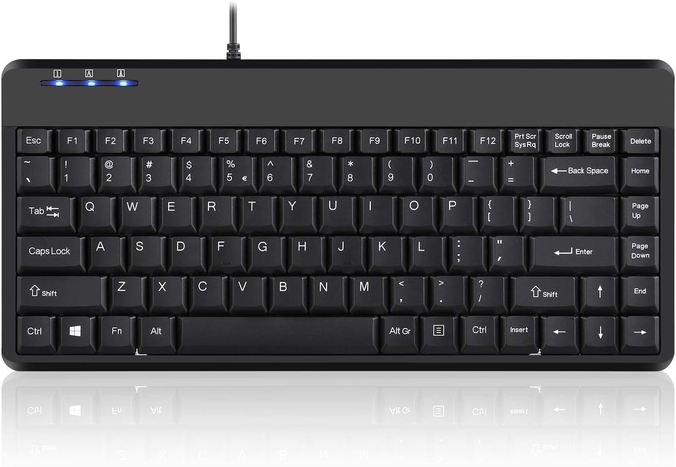 PERIBOARD-409H Wired USB Mini Keyboard with 2 USB Hubs, Black, US English Layout