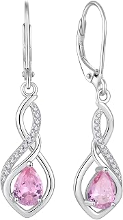 Infinity Dangle Earrings 925 Sterling Silver Twist Earrings Gemstone Celtic Knot Lever Jewelry for Women