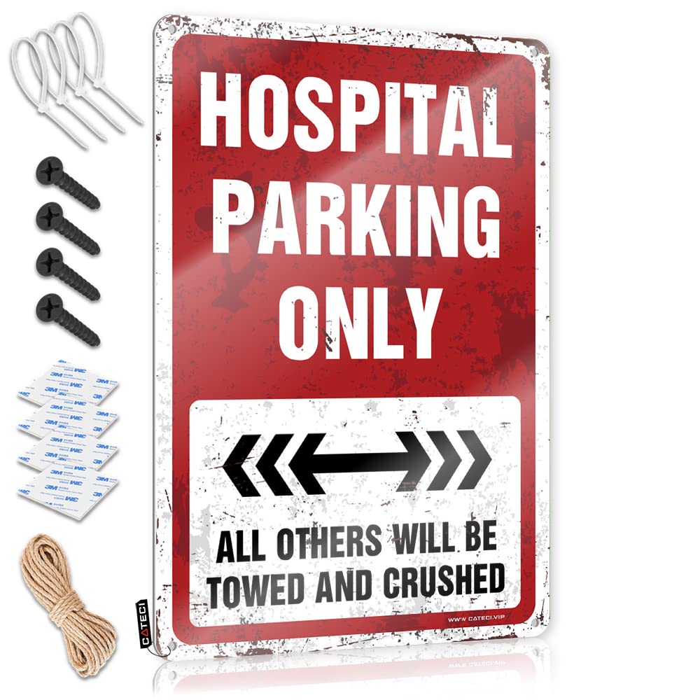 KRAZMURONGD Funny Kitchen Tin Signs Hospital Parking Only Tin Sign Man Cabe Decor Warning Tin Sign