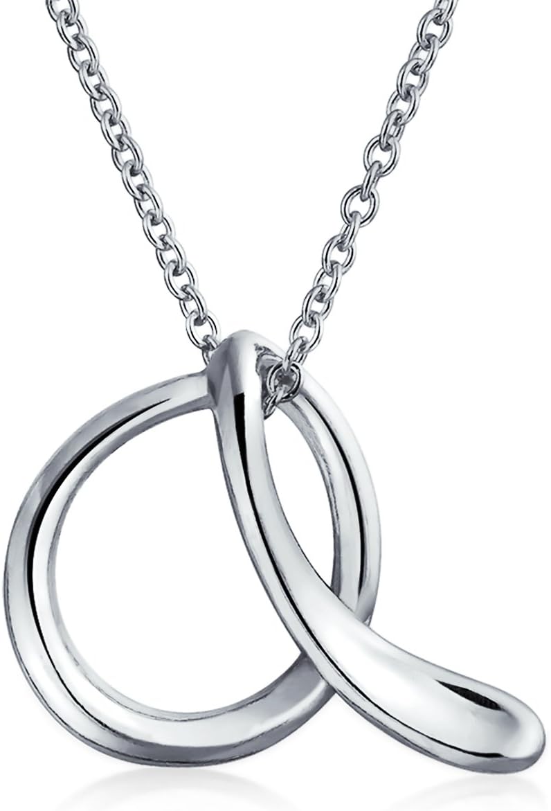 Bling Jewelry Personalize ABC Script Letter Alphabet Pendant Initial Necklace For Teen Women 14K Gold Plated .925 Sterling Silver