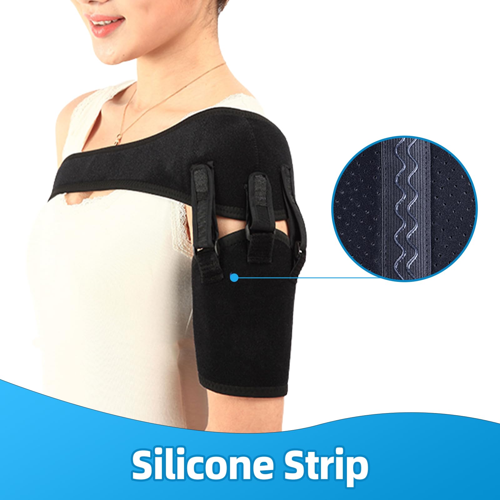 Tutore per spalla per sollievo della cuffia dei rotatori, supporto per spalla e immobilizzatore per sublussazione, lussazione, frattura, cintura regolabile con cuscino per spalla per donne