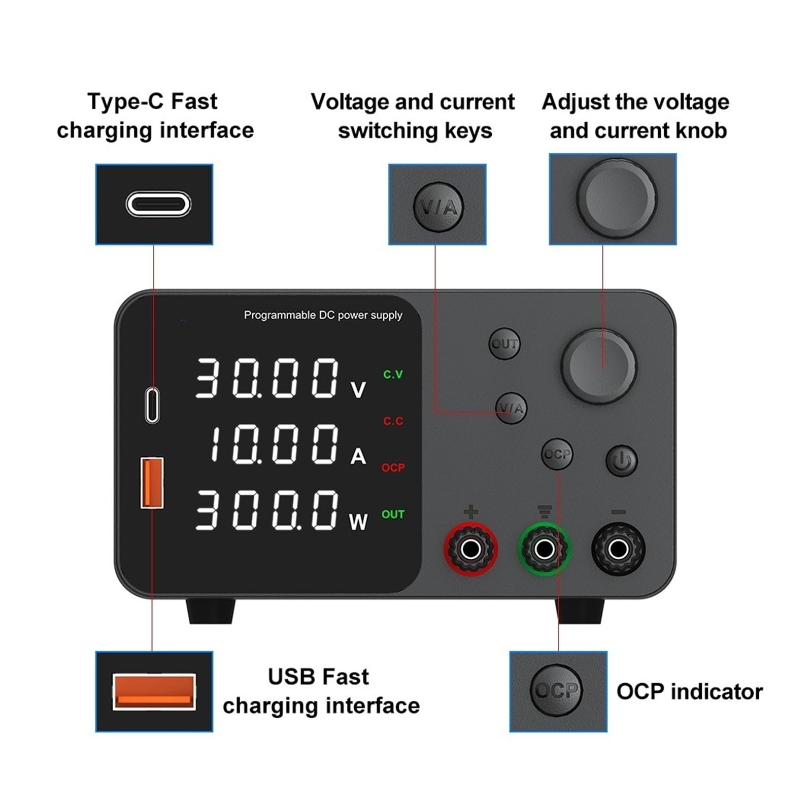 Fuentes de Alimentación de Laboratorio Fuente de alimentación de 30V, 10A, 6A CC, 60V, 5A, TPS3010, fuente de alimentación de laboratorio, fuente de alimentación estabilizada, interruptor de CC ajusta
