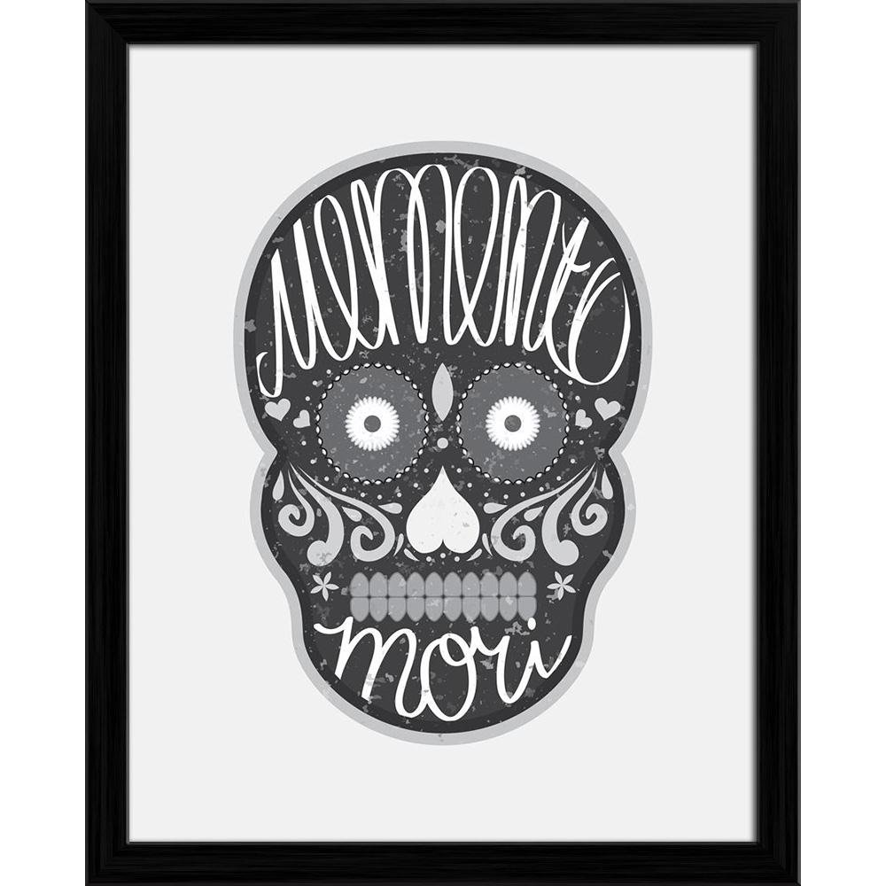 Pitaara Box Mexican Sugar Skull | Canvas Painting for Bedroom & Living Room | Black Frame | 16 x 20 inch (41 x 51 cms)