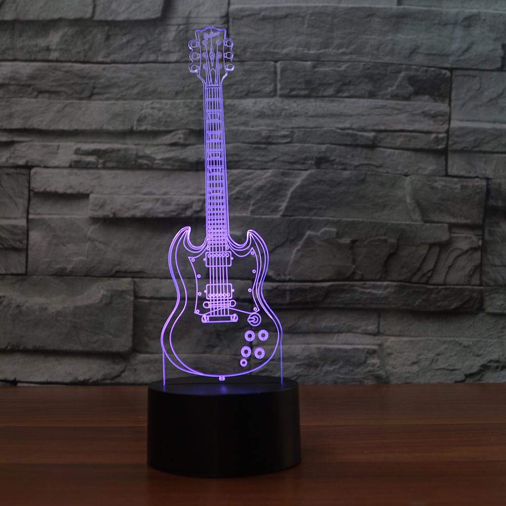 Veilleuse Fantaisie 3D En Forme De Guitare électrique - Lampe Tactile De Table Ou De Bureau - 16 Couleurs Changeantes - Télécommande - Décoration D'intérieur - Cadeau De Noël Ou D'anniversaire