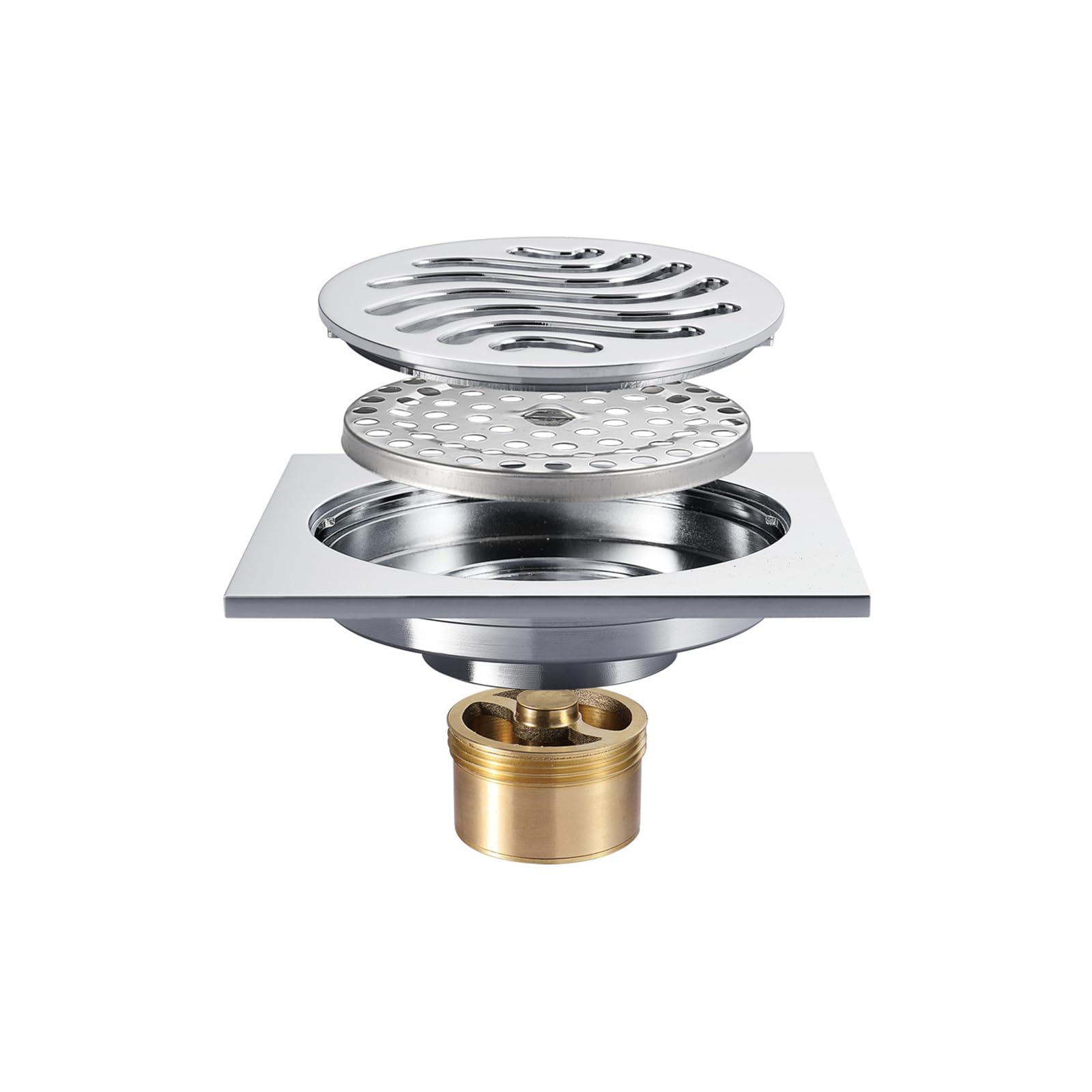 Scarico A Pavimento per Doccia Quadrato in Ottone da 10 Cm, per Cucina E Bagno,A