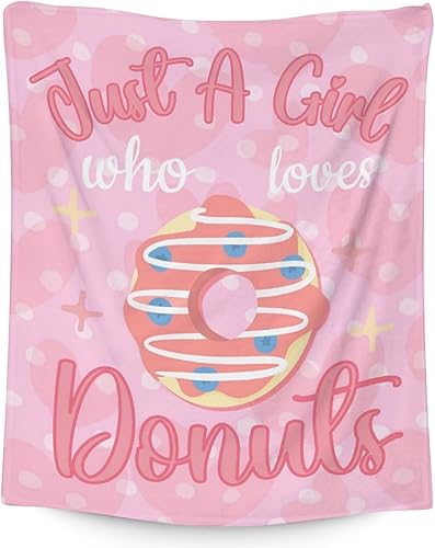 Manta para niñas, 40 x 50 pulgadas, bonita manta de dona para niñas, manta rosa suave y mullida para sofá y sala de estar