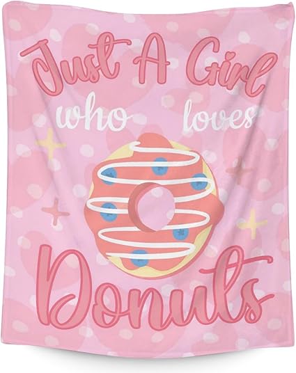 Girls Blanket - 40"x50" Cute Donut Throw Blanket Gifts for Girls - Pink Soft Fuzzy Doughnut Blanket for Couch & Living Room