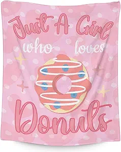 Girls Blanket - 40"x50" Cute Donut Throw Blanket Gifts for Girls - Pink Soft Fuzzy Doughnut Blanket for Couch & Living Room