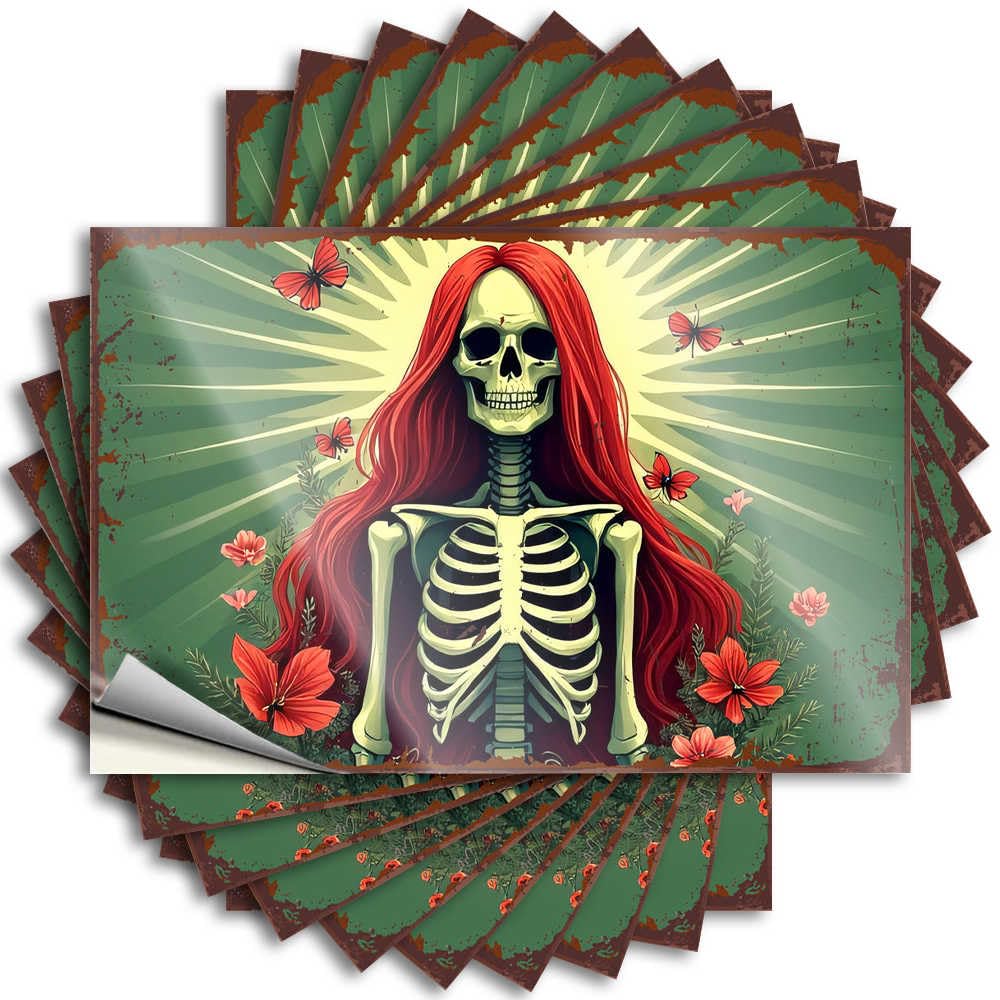 Quote Fall Decor Outdoor Gamer Aesthetic Cover Happy Halloween Spooky Halloween Skulls - Scratch Resistant Stickers(12X18CM)