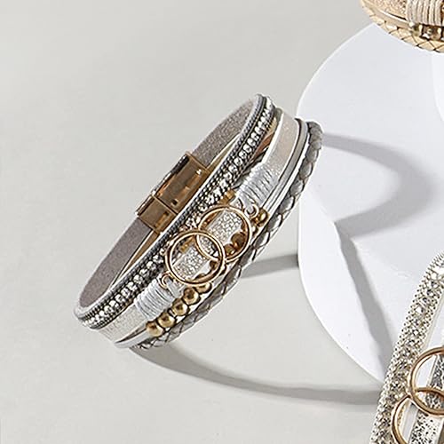 Miniatura 8 de Long tiantian Heart Leather Bracelets for Women Boho Western Jewelry for Women Cowboy Vintage Jewelry PinkRed Wrap Cuff Bracelets Valentines Day