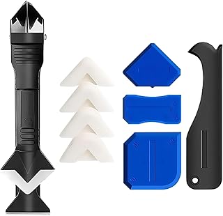 3 in 1 Silicone Caulking Tool Kit-Caulk Remover Tool with 4 Angle Scrapers,Grout Removal Tool,Caulking Finger,Glass Adhesive Angle Scraper for Bathroom Flooring,Kitchen,Window,Sink Joint,Frames Seal