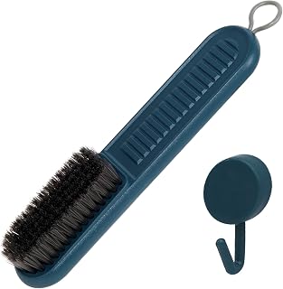 Nail Brush for Cleaning Fingernails, Heavy Duty Handle Grip Nail Cleaning Brushes, Durable Stiff Bristles Nail Hand Scrub Brush Fingernail Scrub Brush Toes, Attached Adhesive Hooks (Blue)
