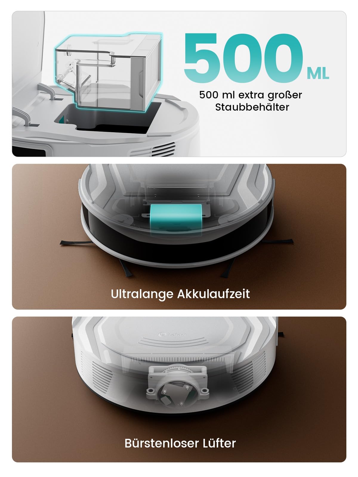 LEFANT M210P Staubsaugerroboter, 2200 Pa, leistungsstark und leise, ultradünn 7,8 cm, WiFi/App/Alexa, Autonomie 120 Min, Teppichverstärkung, ideal für Tierhaare, Teppiche und Harte Böden