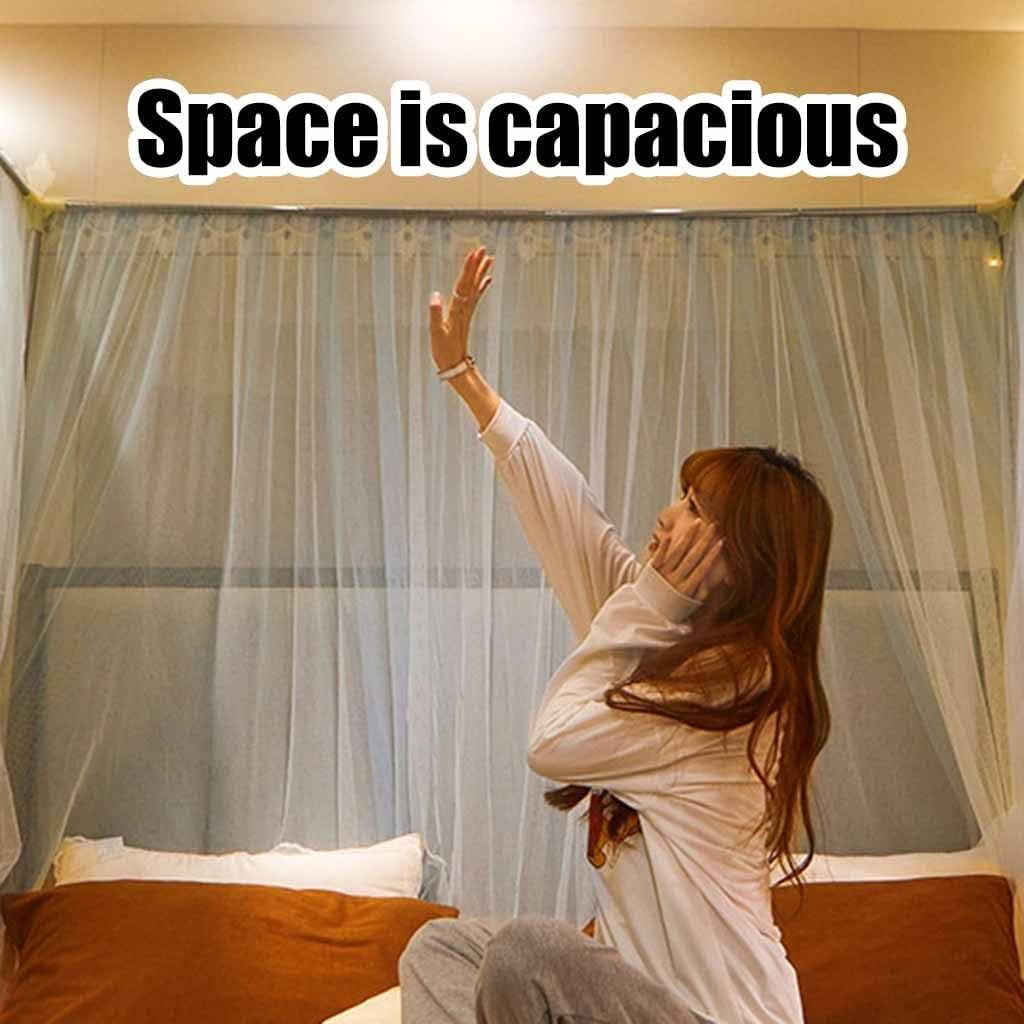 Mosquito Net for 1.8m/6ft Bed, 4 Pole Support Bed Canopy - 3 Door Design, Girls Bedroom Bed Frame Drapery (Color : Style 2, Size : 1.8x2.2x2m)