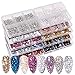 GOGOONLY Boxed Nail Crystals Nail Art Rhinestones Round Beads Flatback Glass Charms Gems Stones, 6 Sizes for Nails Decoration Makeup Clothes Shoes (Iridescent Clear)