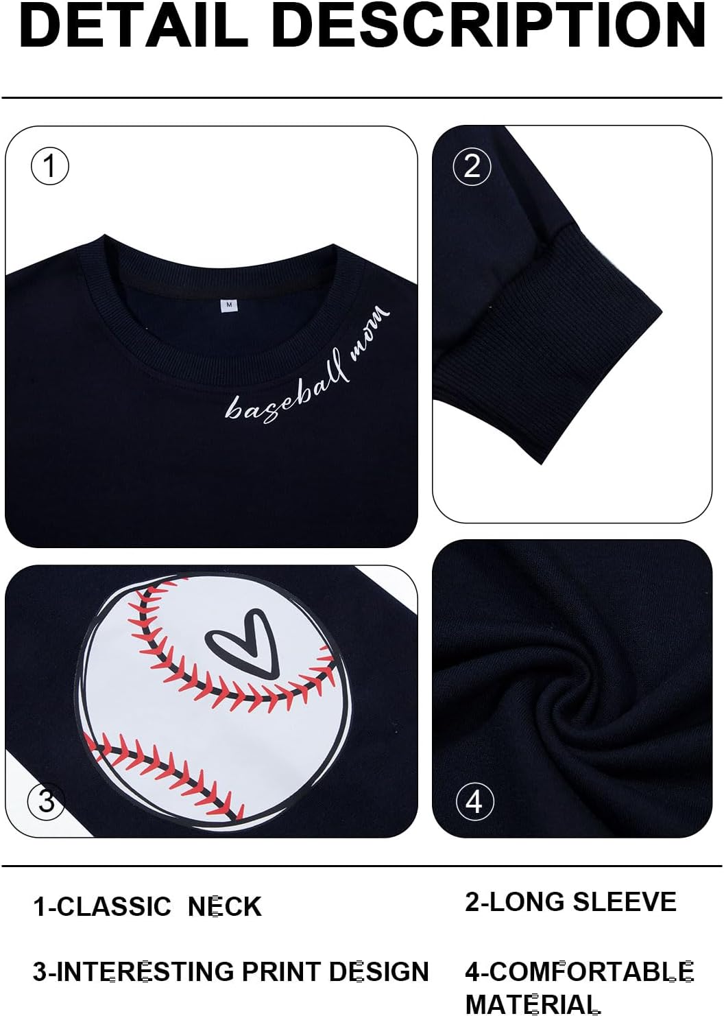 UNIQUEONE Baseball Mom Sweatshirt Women Weekends Coffee And Baseball Sweatshirt Mama Game Day Outfits Graphic Crewneck Tops