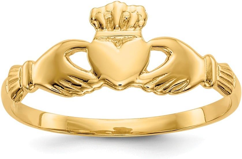 Solid 14k Yellow Gold Claddagh Ring (5mm)