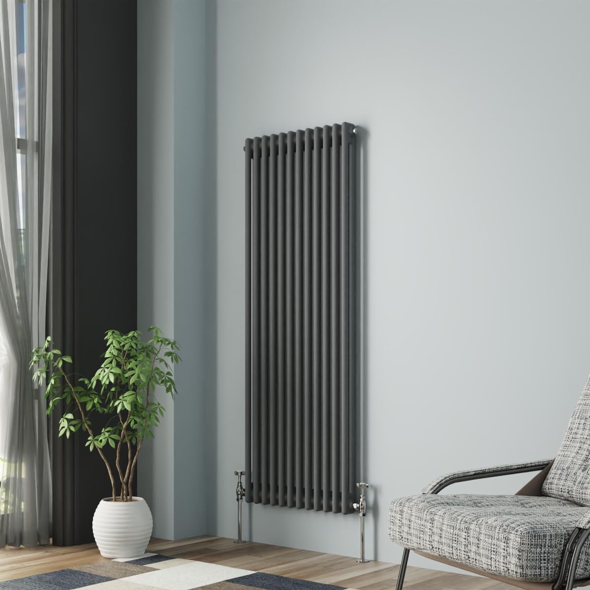 Nrg Anthracite Column Radiator 1500X560mm Double Traditional Cast Iron Style Heater Interior Designer Vertical Bathroom Radiators