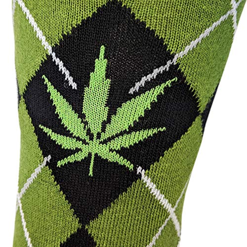 Crazy Dog T-Shirts Mens Marijuana Pot Leaf Socks Funny Graphic Weed Argyle Pattern Sarcastic Adult Humor Novelty Socks - Image 4