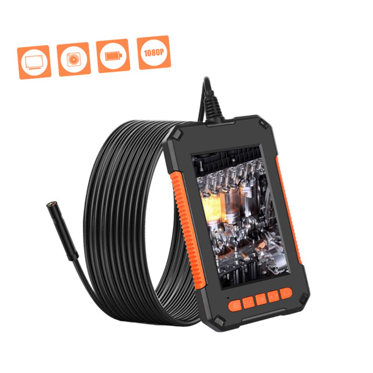 Homoyoyo 1pc Flexible Borescope Camera Hard Wire Inspection Tool for Vehicle and Pipeline Diagnosis IP Rated for Wet Environments Battery