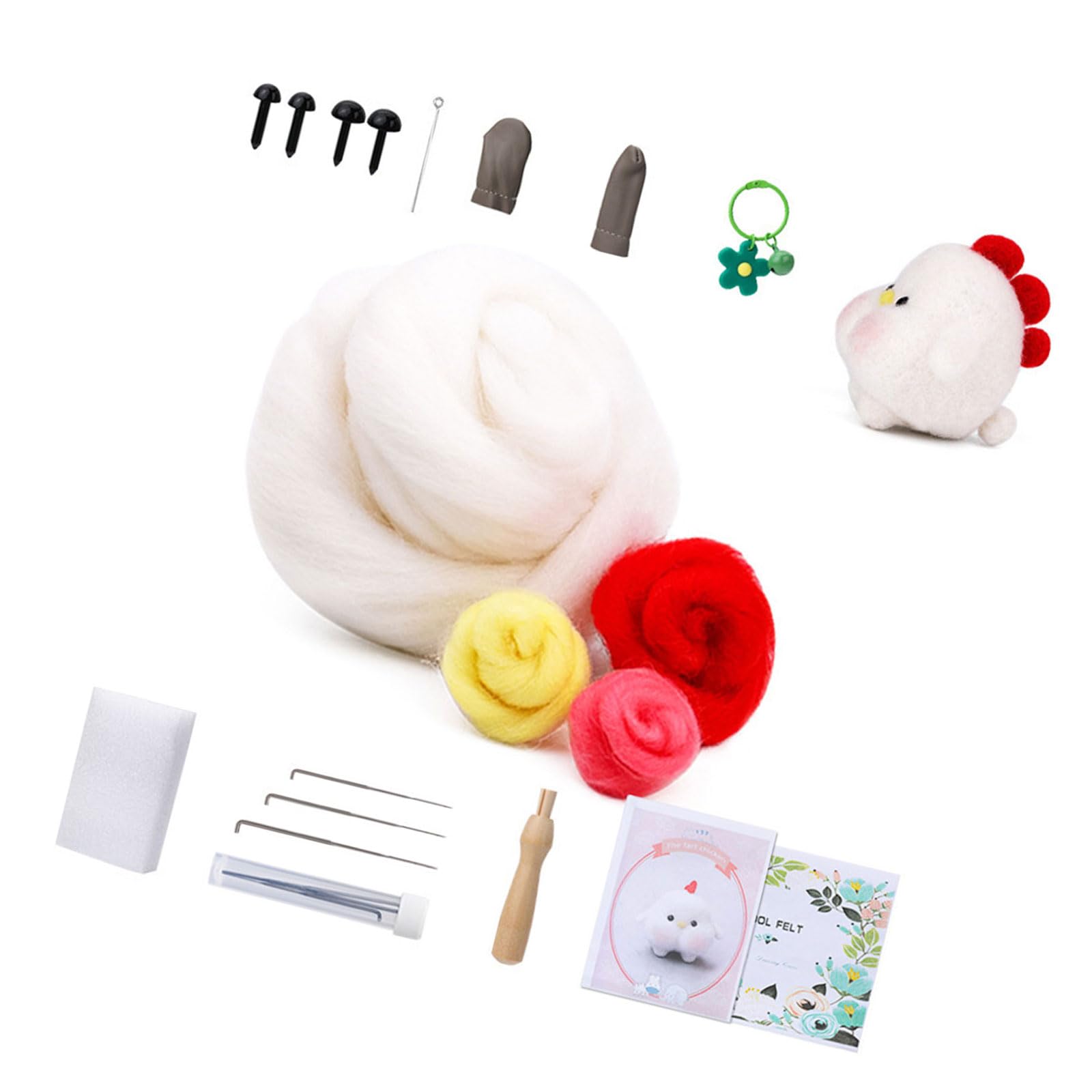 Hsioluted Needle Felting Supplies for Felted Animal Beginner Wool Felting Supplies with Needle Instruction Wool Roving Felt Molds