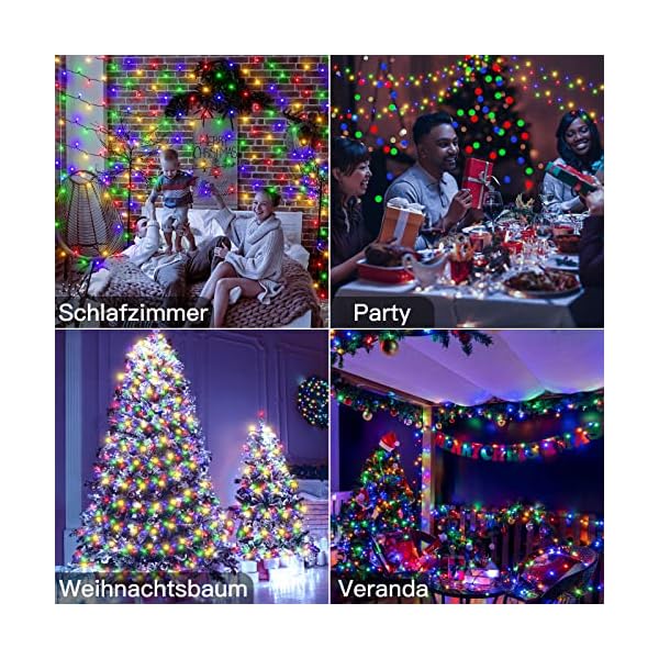 Ollny lichterkette außen 50m - 500 LED lichterkette weihnachtsbaum mit Fernbedienung Timer, IP44 Lichterkette mit Memory… – Bild 7