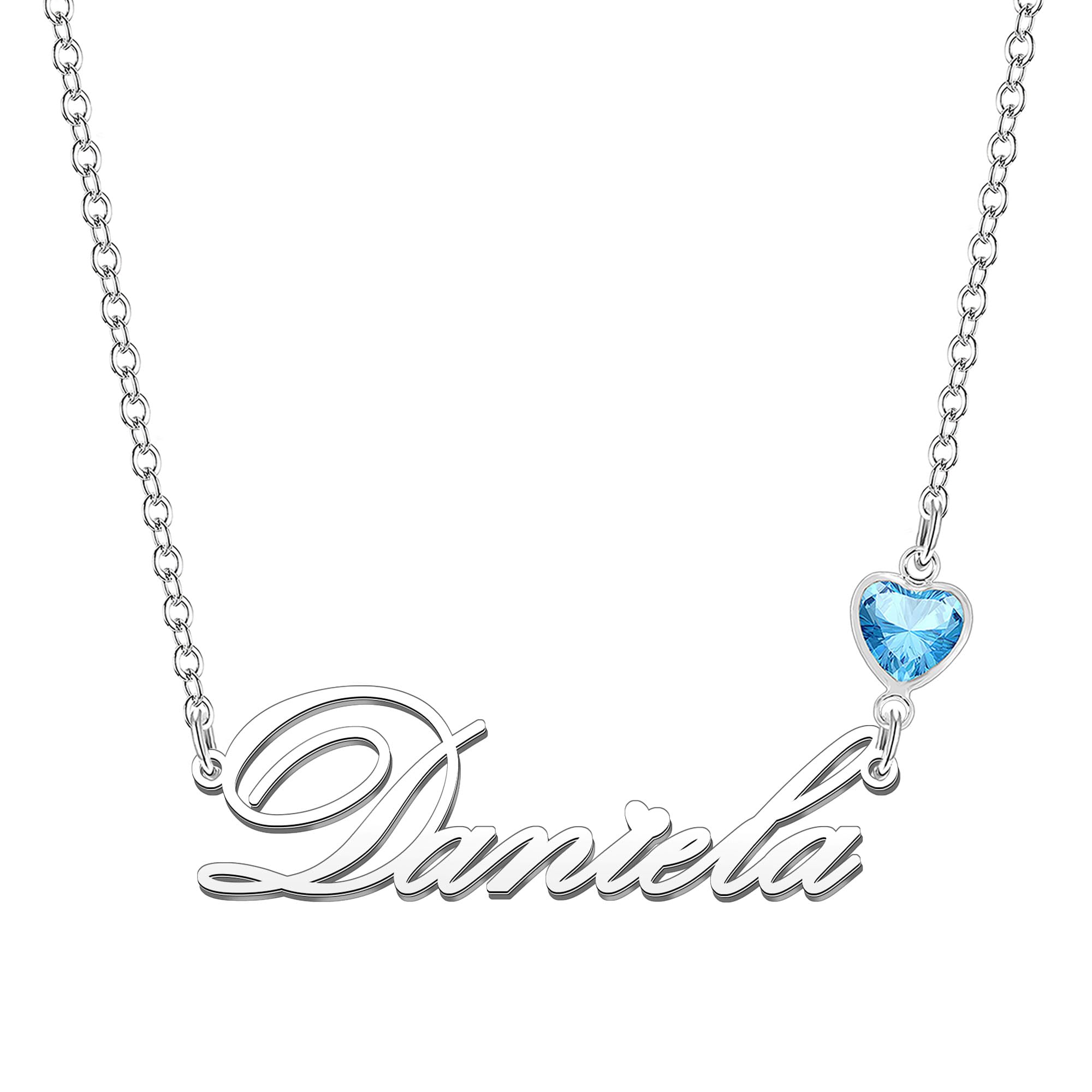 Kraven Collar Nombre Acero Colgante de Piedra de Nacimiento Azul Collar Regalos Personalizados para Mujer Cumpleaño Navidad Día de Madre San valentín
