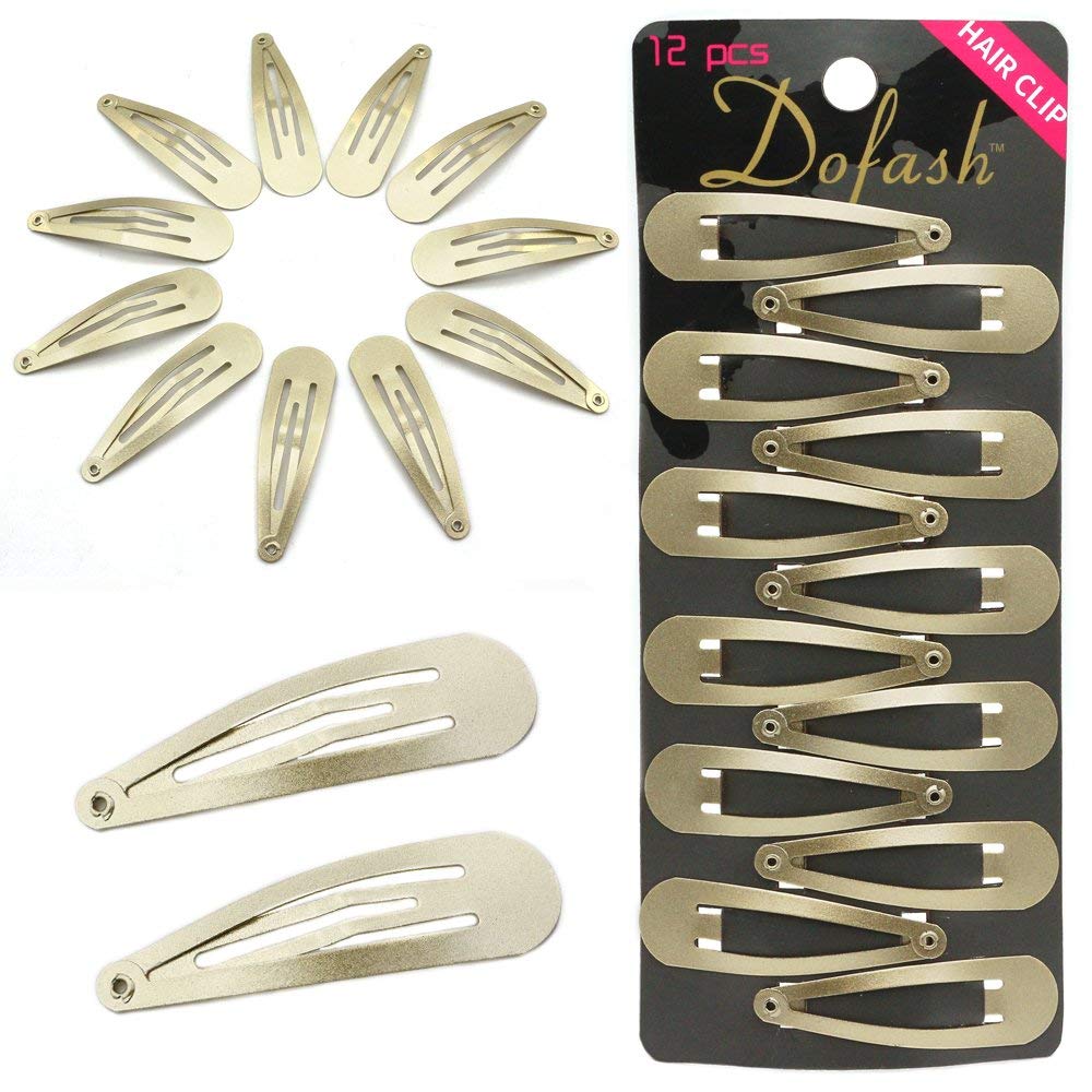 Dofash 5CM/2IN Blonde Christmas Hair Clips for Thick Hair Metal Snap Barrettes Hair Grips Hair Accessories for Women 12 Count/Blonde