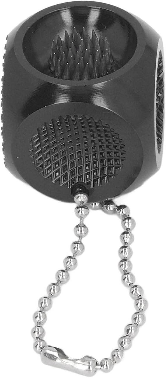 Billiards Pool Cue Tip Repair Tool, 3 - in - 1 Billiard Cue Accessories with Trimmer Burnisher Shaper for Better Chalk Hold, Aluminum Alloy Scuffer Tool with Metal Hanging Rope for