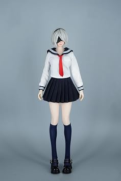 OBEST 1/6 Scale Female Figure Doll Clothes, JK Suit School Girl Suit Uniform Costume for 12 inch Female Action Figure TBLeague/PH 1/6 SA011ABlue