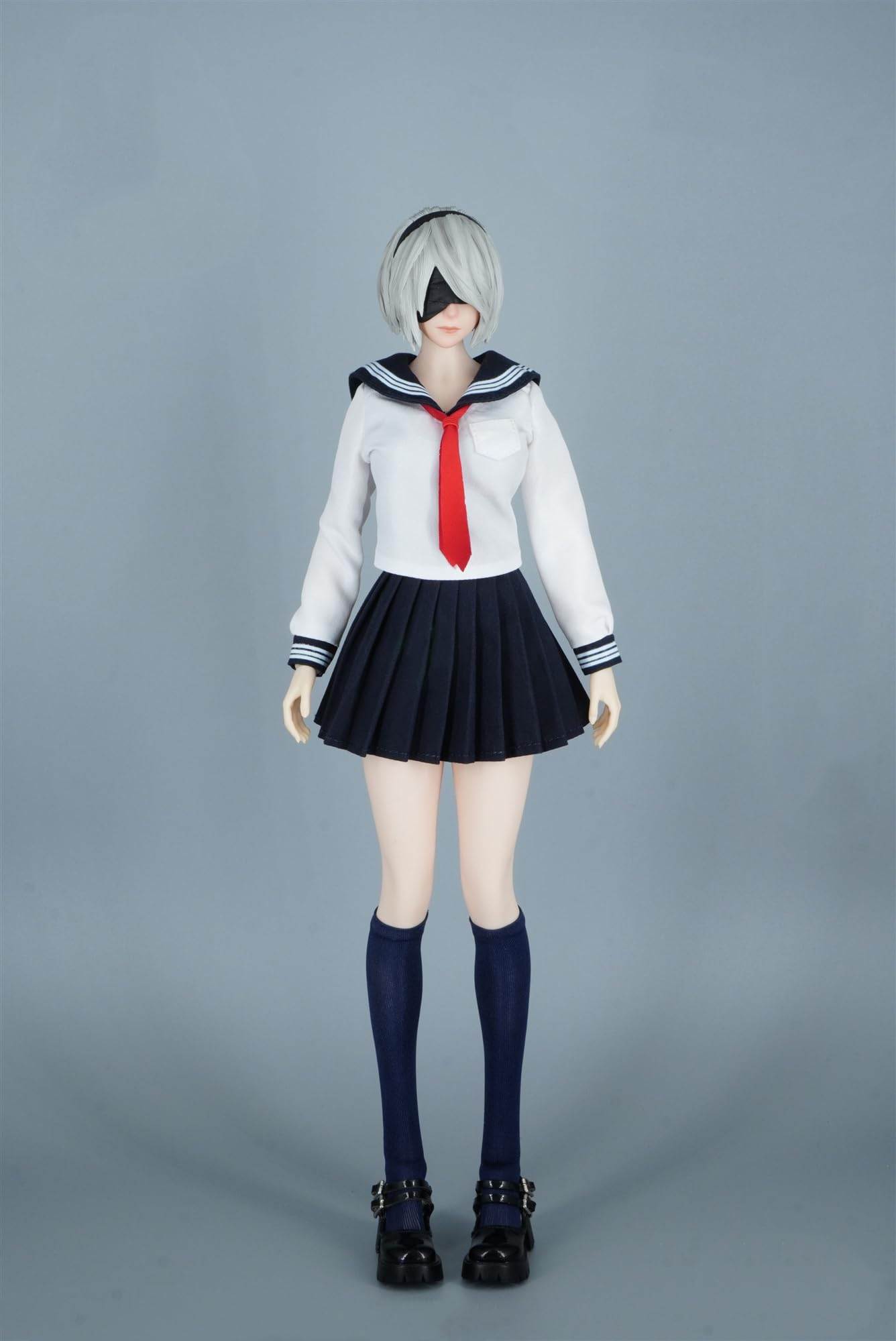 OBEST1/6 Scale Female Figure Doll Clothes, JK Suit School Girl Suit Uniform Costume for 12 inch Female Action Figure TBLeague/PH 1/6 SA011A(Blue)