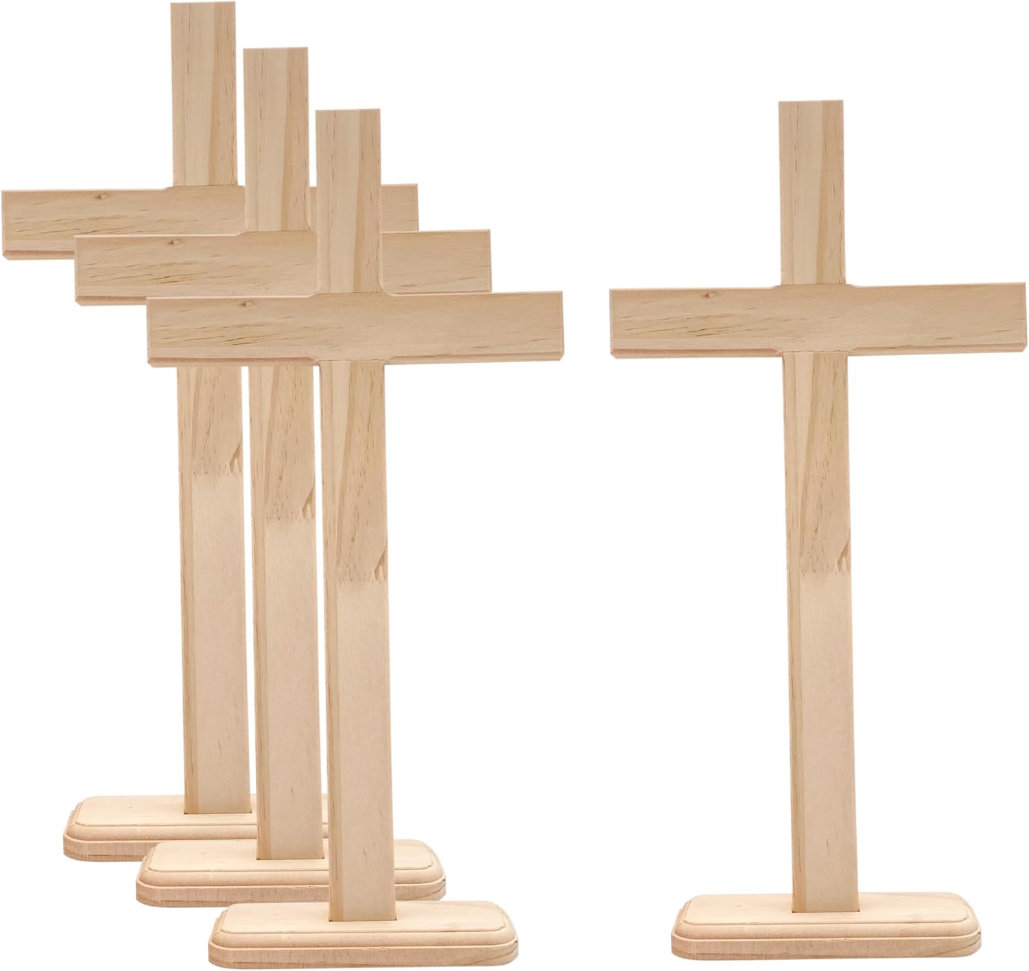 16 Inch 4 Pack Wood Cross Unfinished Wooden Crosses Unpainted Tabletop Cross for Crafts