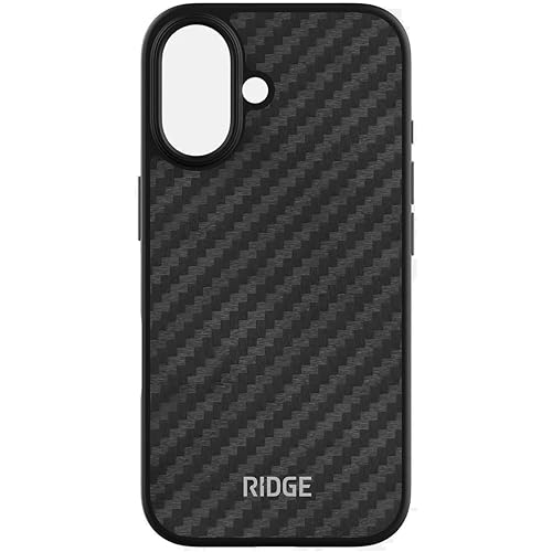 Ridge Case Compatible with iPhone 16 - Compatible with MAGSAFE & Wireless Charging, Aluminum Control Buttons, Dual-Layer Construction, TPU Bumper with Drop Protection (Carbon)