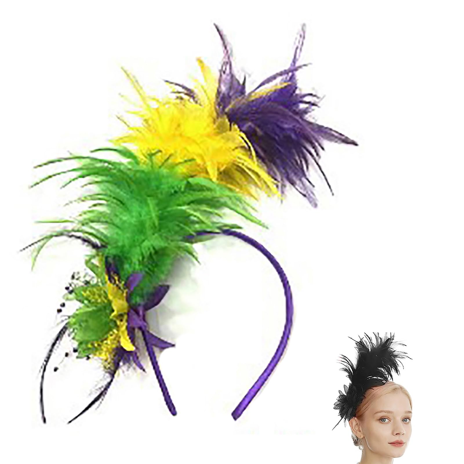Diadema con tocado de pluma Flor de plumas para bailar hasta el amanecer - TOCADOSH  main image 3