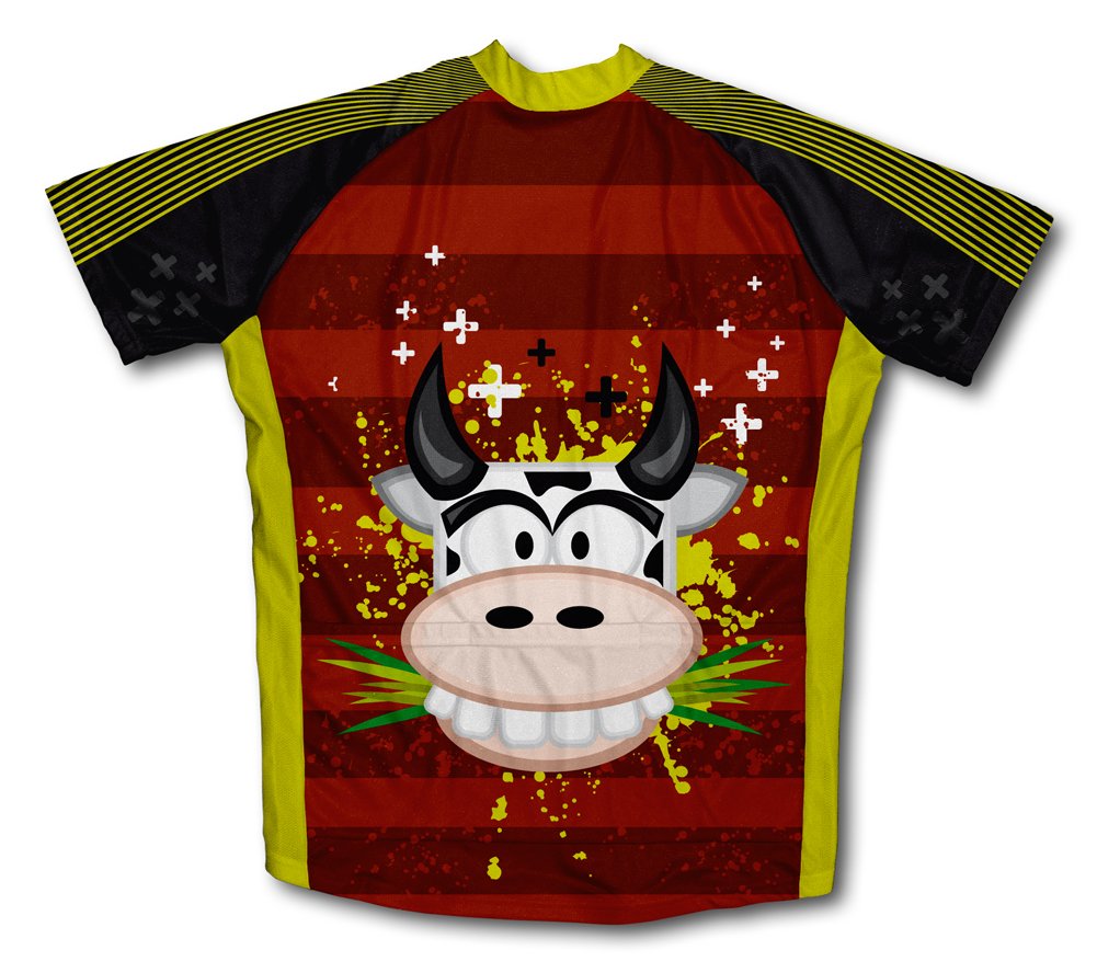 ScudoPro Cowlicious Short Sleeve Cycling Jersey for Youth - Size S Green