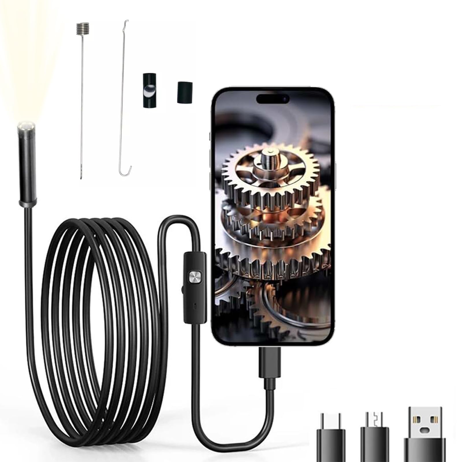 Boroscopio con 6 luces LED para localizar atascos ocultos en tuberías sin romper paredes 8
