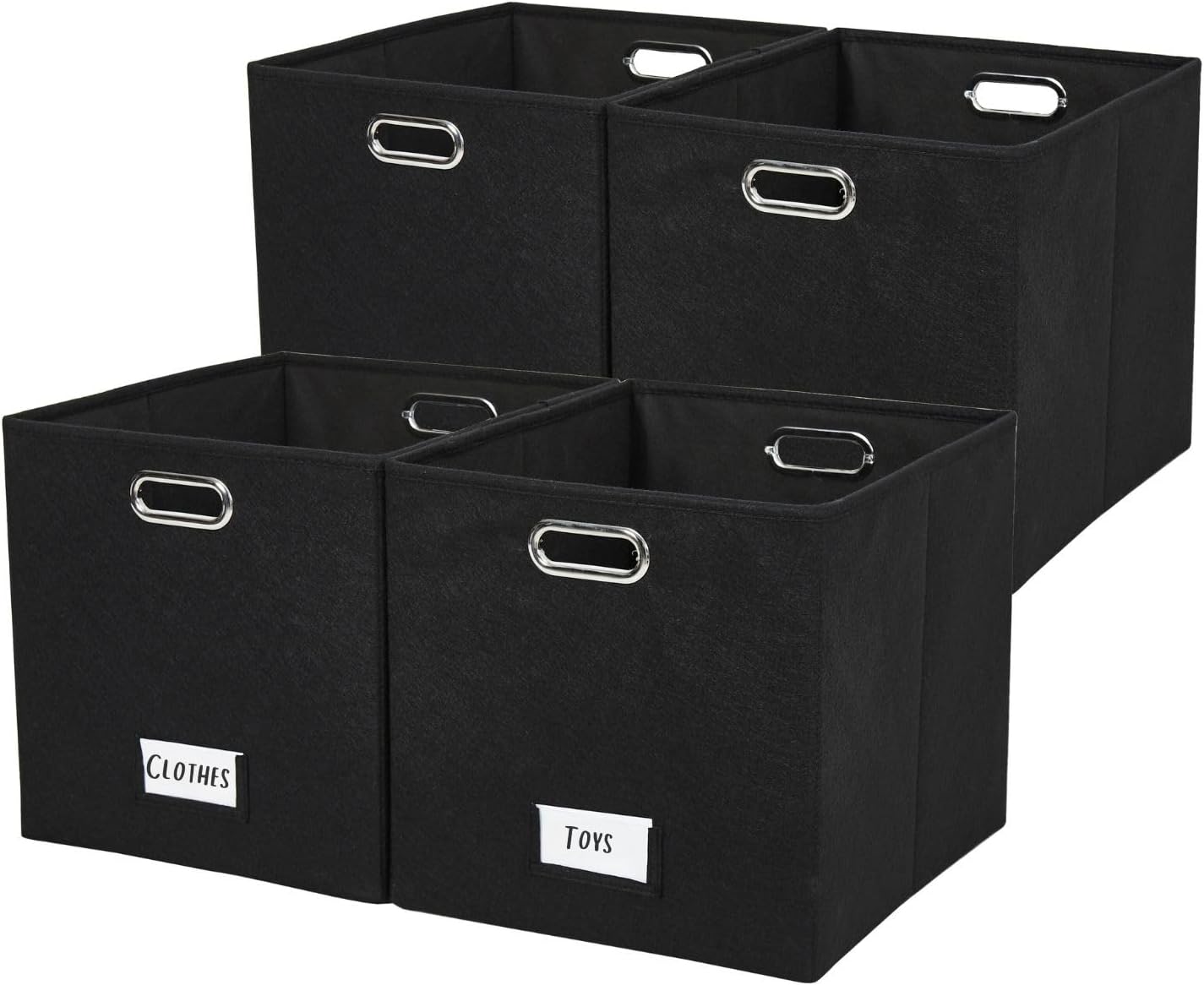 Felt Storage Basket 13x15x13 Storage Cube Bins with Label Holder, Fabric