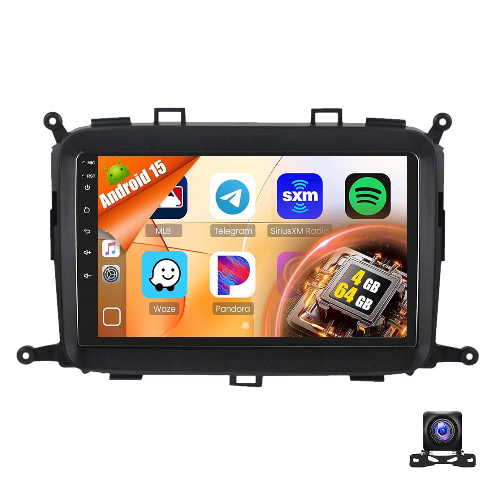 Android 15 Car Stereo For K-IA Carens 2013-2018 With Wireless CarPlay Android Auto 9" IPS Touchscreen Radio With WiFi Bluetooth GPS Navigation Mirror Link EQ FM RDS SWC Backup Camera(Size:4Core 1+32G)