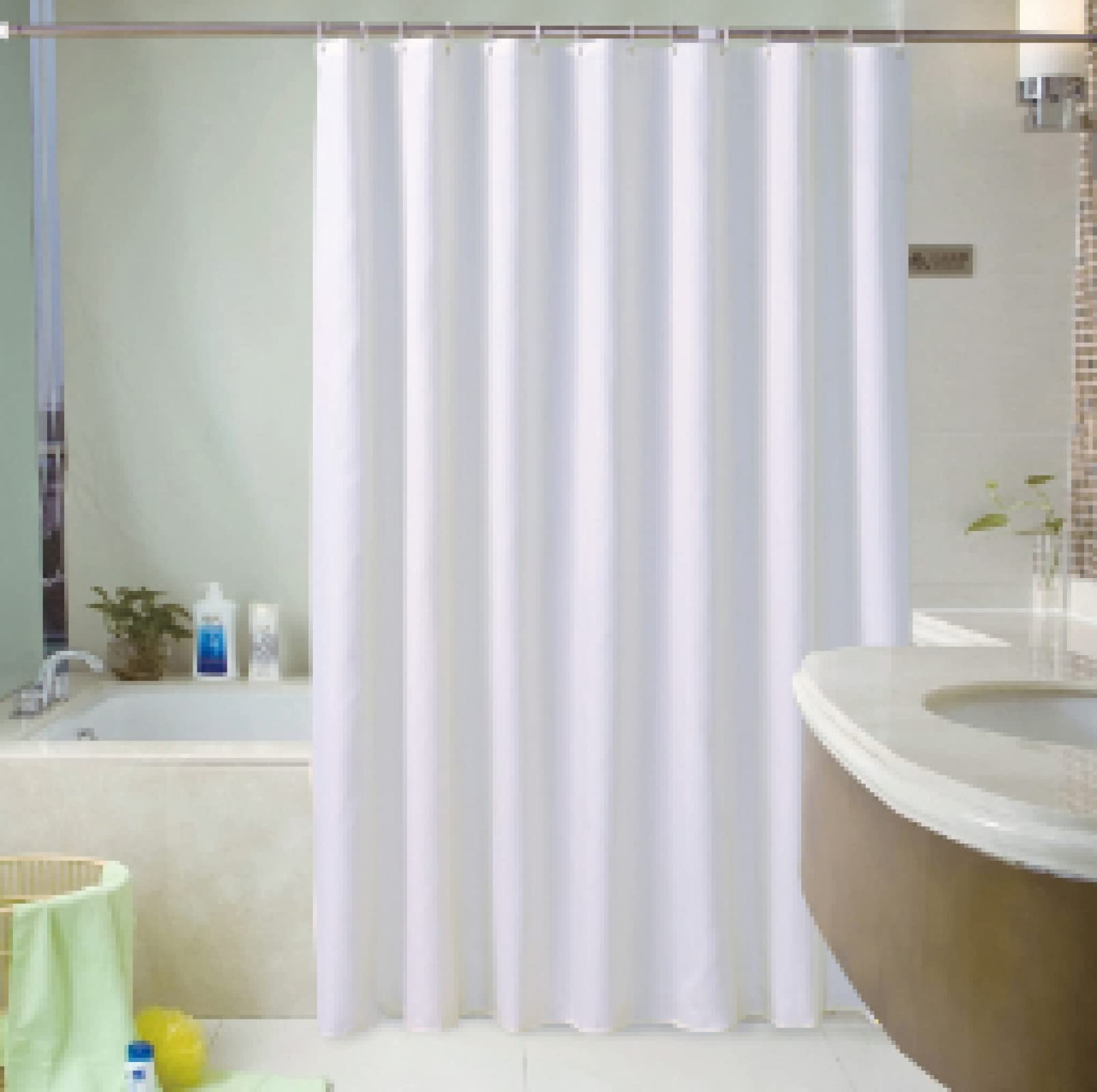 XIANGPEIFBH White Shower Curtains Waterproof Thick Solid Bath Curtains For Bathroom Bathtub Large Wide Bathing Cover Hooks 182x274cm/72x108in(WxH)