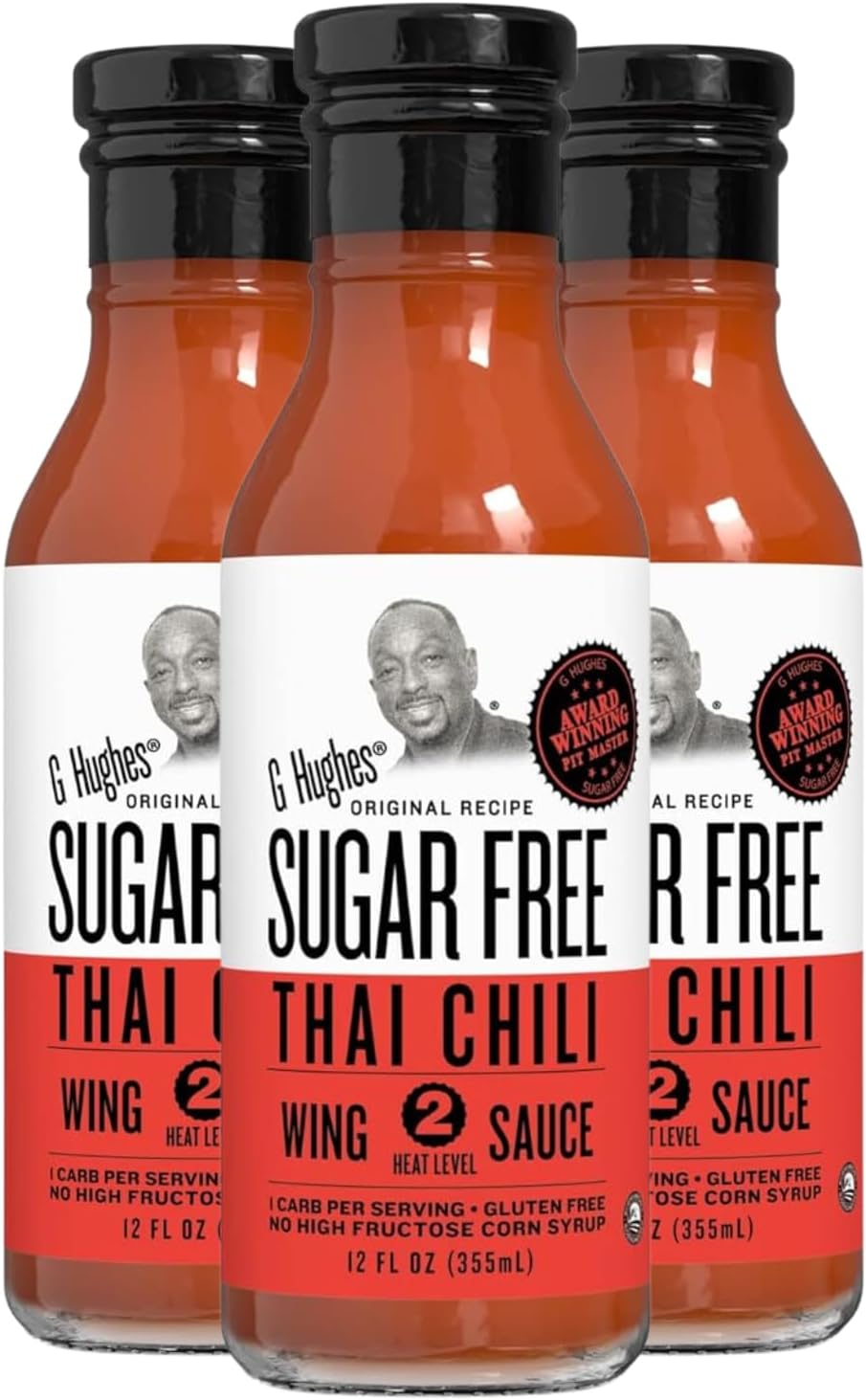 G Hughes Sugar Free, Thai Chili Wing Sauce - Sugar Free Sweet Chili Sauce, Gluten Free, No Sugar, Sauces and Dressings - 12 Oz (3 Pack)