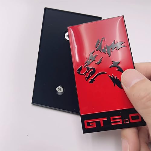 Miniatura 8 de 1PC nuevo estilo coyote cabeza de lobo coche Metal parrilla parrilla insignia rojo pintado personalizado capucha emblema con tornillo icono