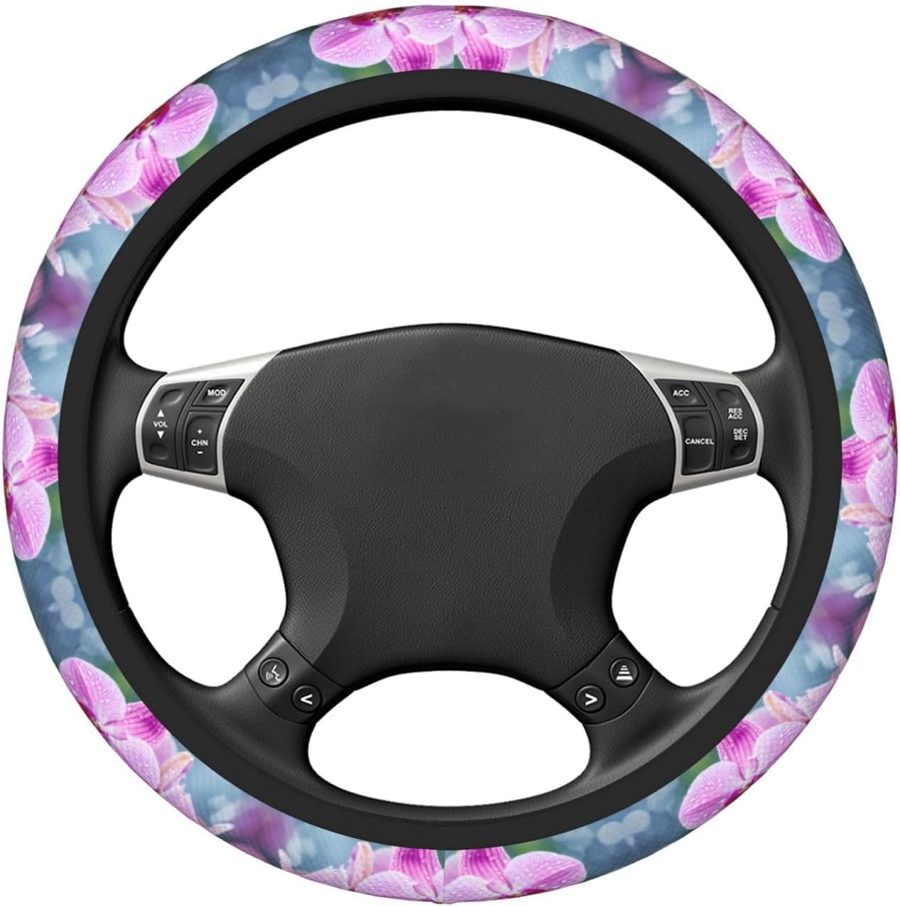 15 inch Universal car Steering Wheel Cover, Malaysian National Flower Double Layer Thick Steering Wheel Cover, Steering Wheel Protective Cover
