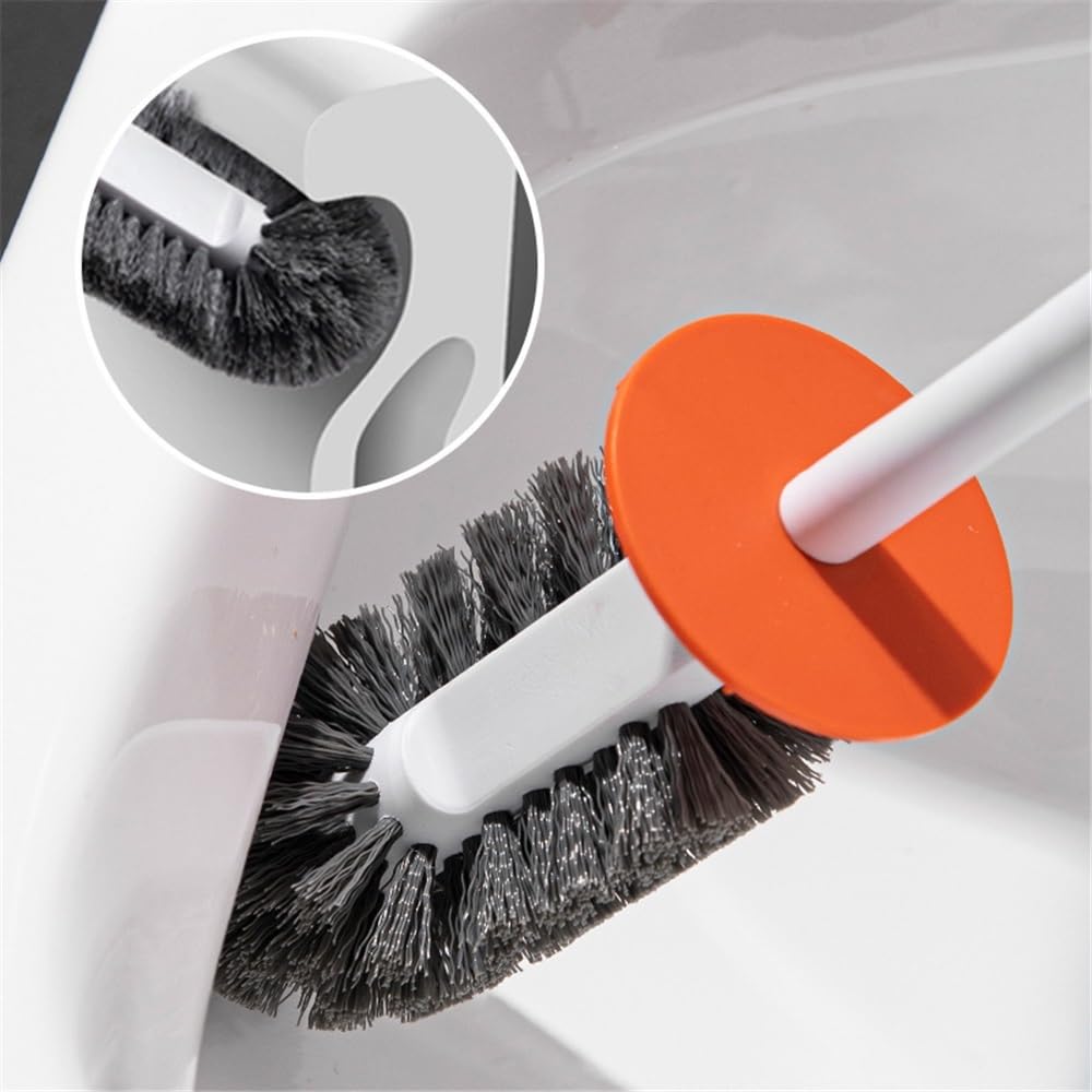 Escobilla de Baño Cepillo de baño doméstico, Cepillo Mango Largo con Base Escobillas de Inodoro(Blanco)