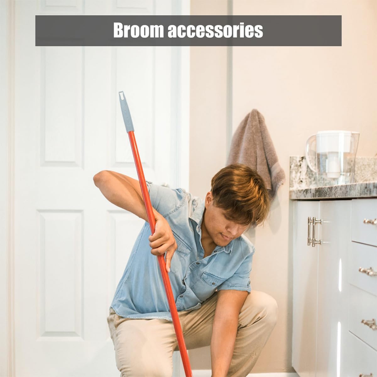 4pcs Light Green 19mm Broom Handle Grip Replacement Set for Floor Cleaning Broom and Dustpan Stick, Plastic Mop Handle End Caps for Home and Commercial Use