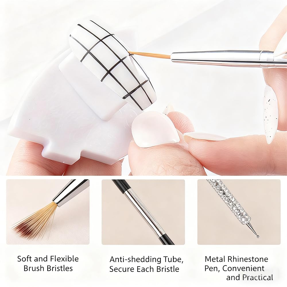 6-Piece Nail Art Brushes Double-Ended Manicure Tools Design Pen Set for Nail Care — view 4