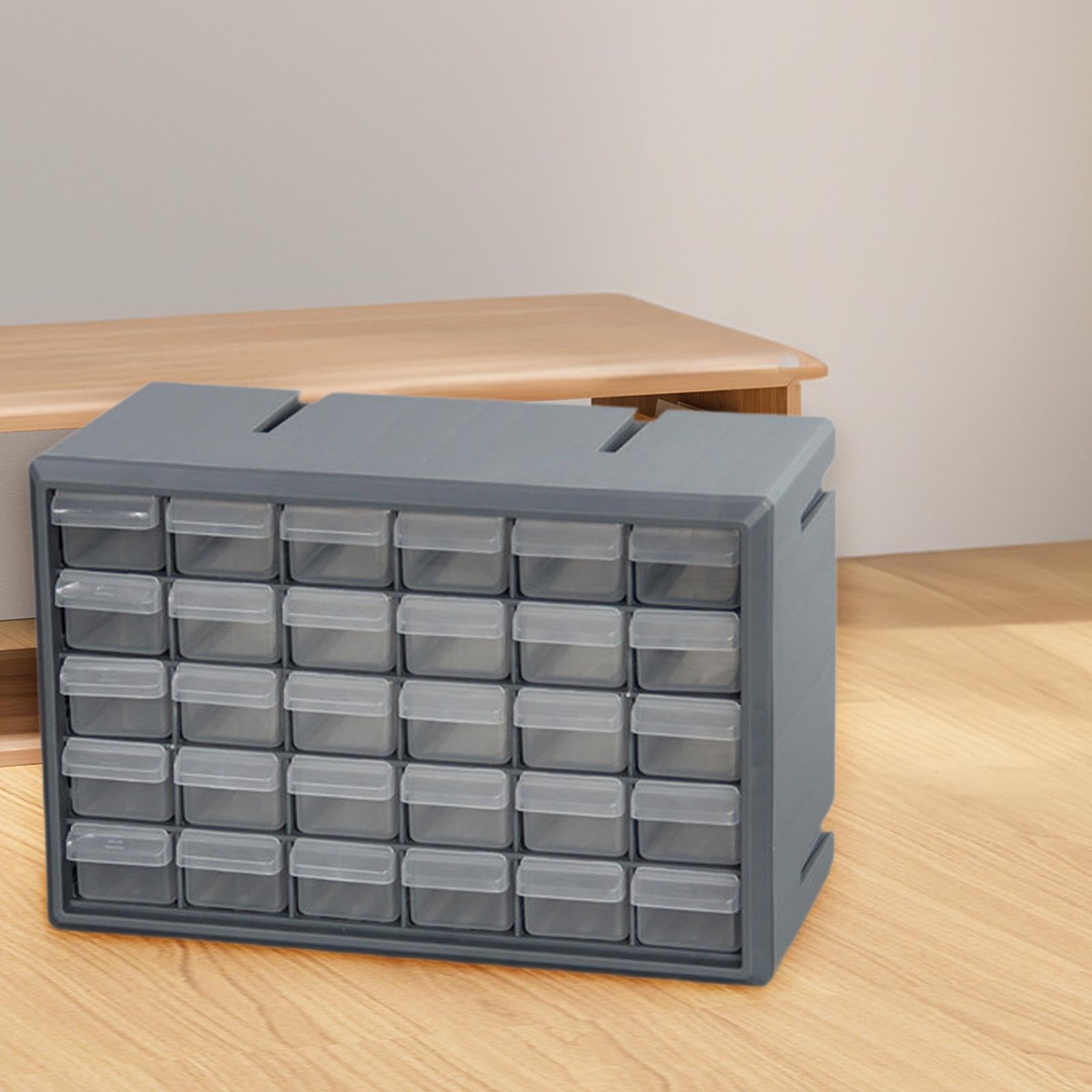 Organisateur de Bureau Cabinet de Rangement avec Tiroirs Diviseur Trays Séparateur PP Matériau Adapté pour Stockage D'Accessoires Rangement Au Bureau, Gris
