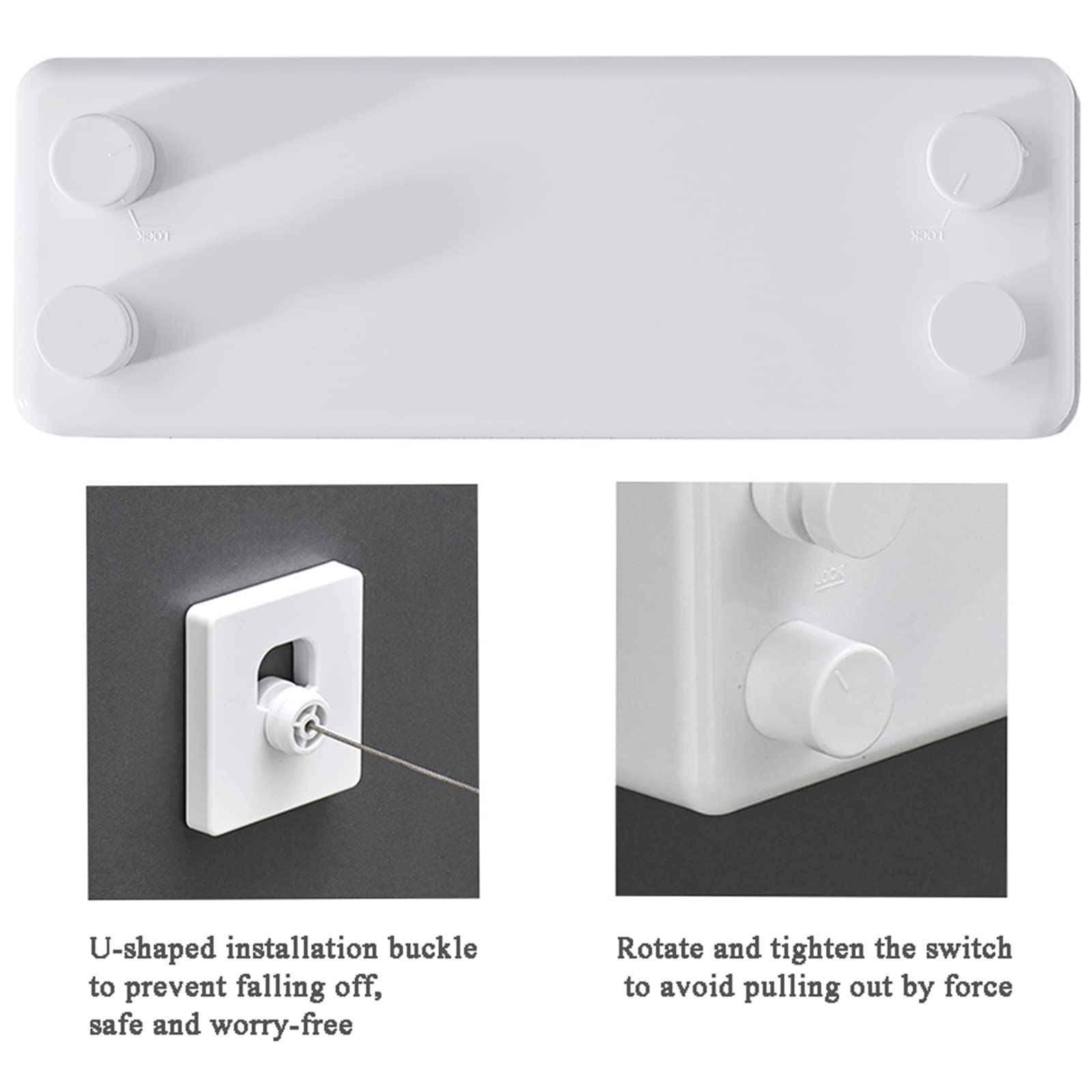 Stendibiancheria Retrattile Bianco,Corda da Bucato Portatile,Filo di Lavaggio,Bobina a Doppia Corda,Corda Acciaio Inossidabile 304,per Interni ed Esterni,White-4.2m/13.8in