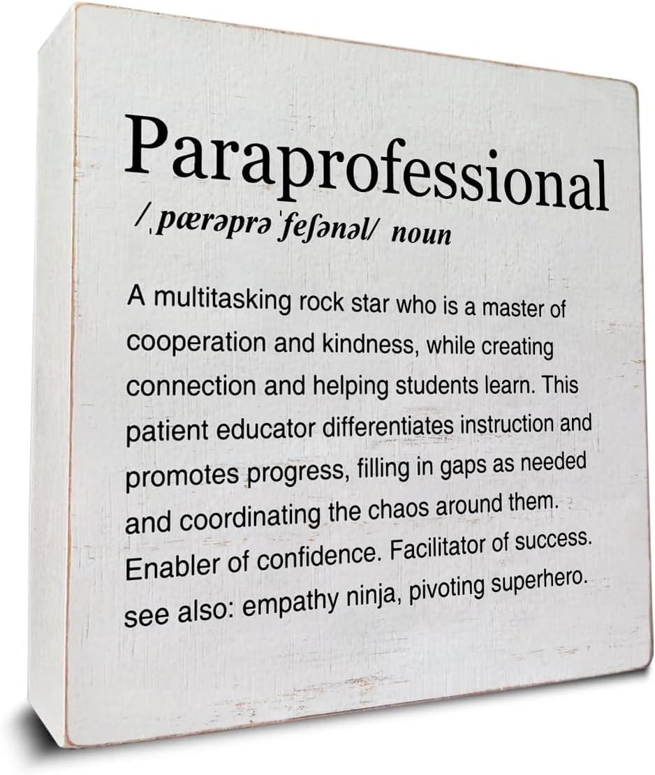 Paraprofessional Definition Box Sign 5x5 Inch Desk Decor